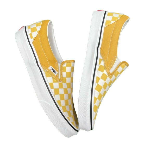 Vans Shoes - Vans Ochre mustard yellow check slip on sneakers womens 10 mens 8.5